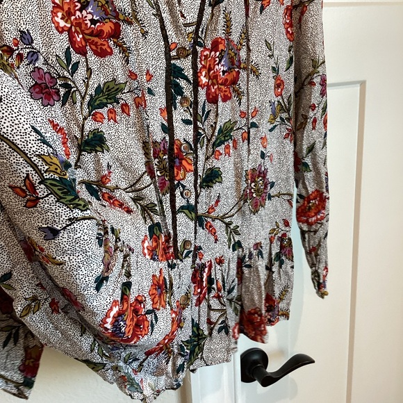 Anthropologie Maeve Janie Long-Sleeve Blouse Black Floral 12 PETITE Like-New - Picture 6 of 14
